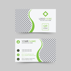 Green creative double sided natural shape business card template for corporate category business