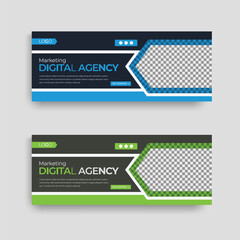 Creative flat corporate modern web banner template design for digital agency