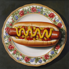 Delicious Hot Dog Snack with Condiments on a Plate