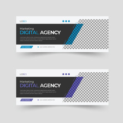 Modern blue and purple color variation fully editable web banner design for digital marketing agency