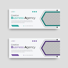 Modern corporate elegant blue and purple gradient web banner template design Space for Photo