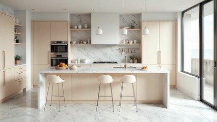 Fototapeta premium Serene and Refreshing Mint Green Kitchen Design with Modern Accents