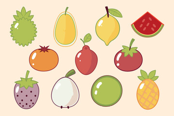 set of fruits vector icon design