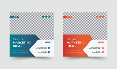 Creative professional digital marketing social media post design with editable layer and image replacing area