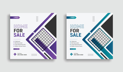 Modern creative corporate abstract social media post template design for real estate company
