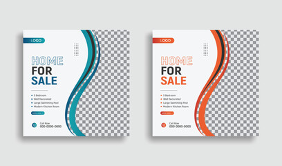 Corporate home sale agency social media post template for Instagram and web banner