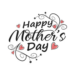 Happy Mother's Day Lettering Typography Vector with Love Elements