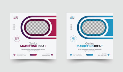 Digital marketing agency social promotion and advertising design by creative abstract shape