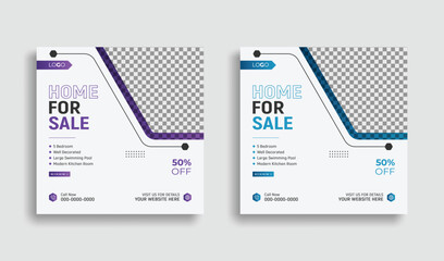 Professional real estate agency online business promotion design with fully editable layer