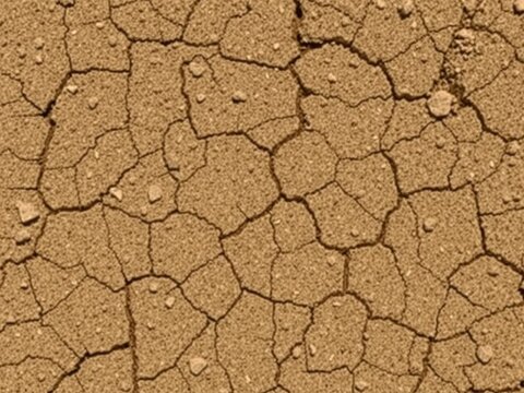 Close-up of dry, cracked dirt with scattered pebbles and rough texture, outdoor, wilderness, nature