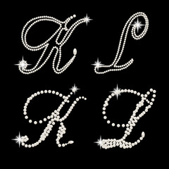 Capital Letters of English alphabet romantic with pearls