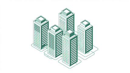 Modern Office Tower Cluster Illustration