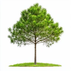 Obraz premium Isolated Pine Tree with Vibrant Green Needles and Detailed Structure, Perfect for Nature Themes and Environmental Designs, Representing Strength and Resilience