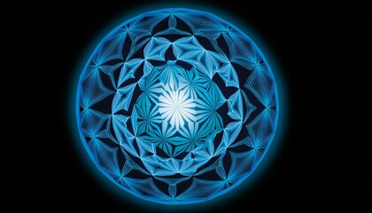 어둠속에서 빛나는 기하학적 패턴 무늬를 가진 구체