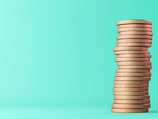 Wealth accumulation, coins ascending, profitable investments, 3D illustration