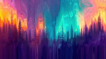 Abstract Forest with Vibrant Colors