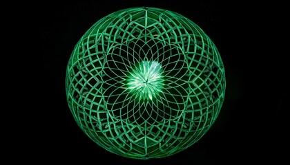 어둠속에서 빛나는 기하학적 패턴 무늬를 가진 구체