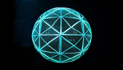 어둠속에서 빛나는 기하학적 패턴 무늬를 가진 구체