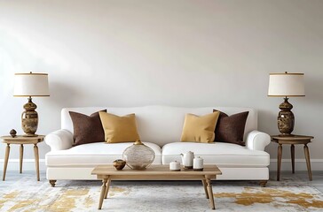 Modern Yellow Living Room Interior with Cozy Sofa and Elegant Decor – Minimalist Design