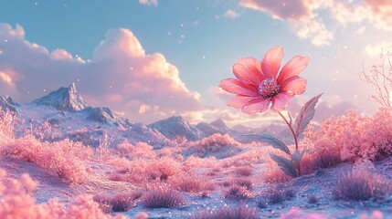 Dreamy Coachella scene with a playful flower, pastel hues, and sparkling glitter , playful, pastel, flower