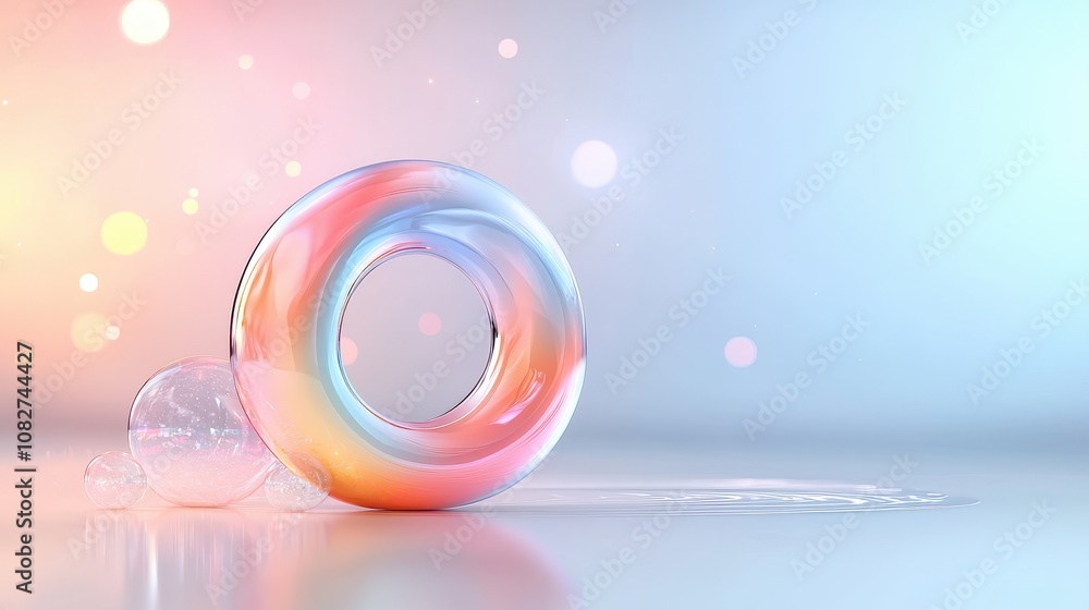 Aufkleber abstract soft colorful circular shape with bubbles and gradient background for modern art, design, a