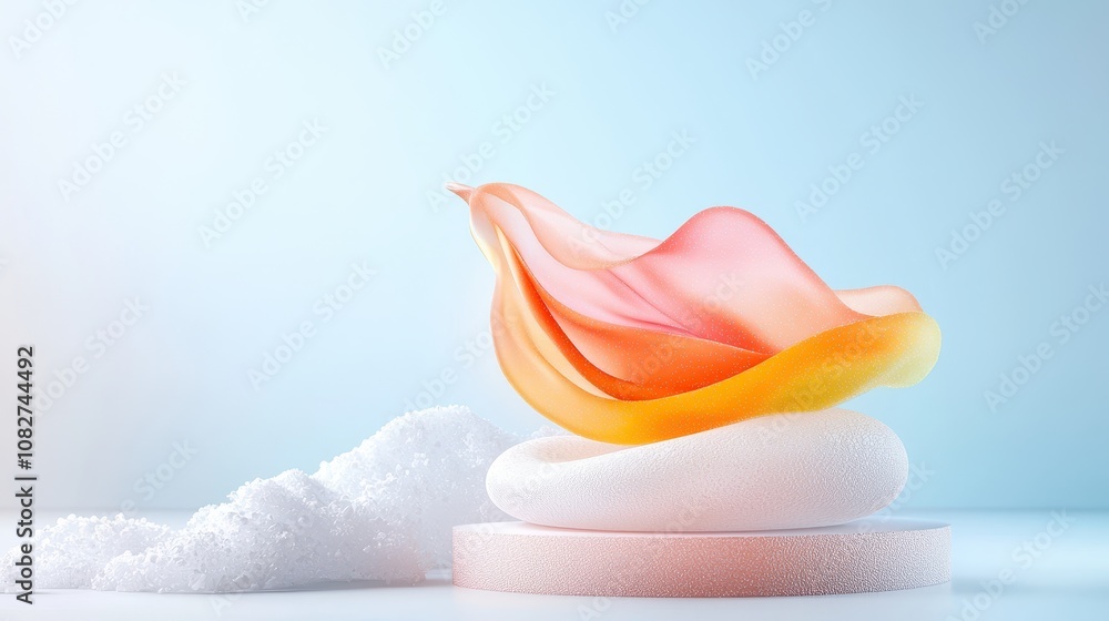 Aufkleber graceful abstract composition featuring soft flowing petals in warm tones against a serene backgroun