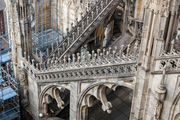 the world famous and unique milan cathedral called Duomo di Milano with the countless sculptures...