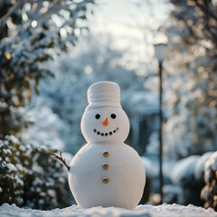 Cheerful Snowman in a Winter Wonderland