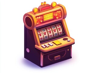 Colorful slot machine, white isolate background.