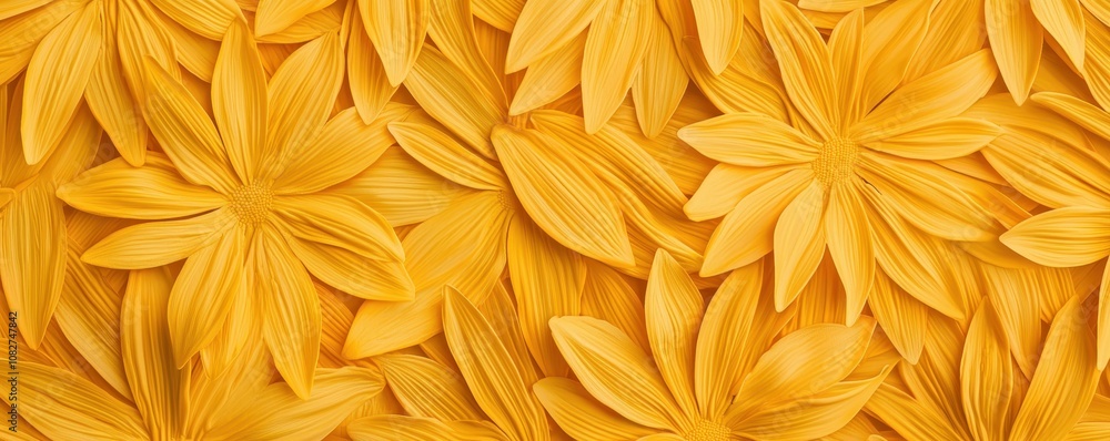 Aufkleber a vibrant array of yellow petals arranged intricately, creating a visually striking floral pattern.