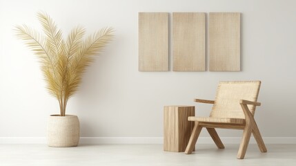 Stylish chair and lush green plant, creating a cozy inviting interior design for your home