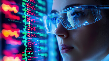 A scientist using advanced bioinformatics software to study the genetics of rare diseases