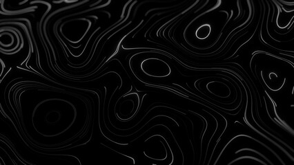 Topographical technology landscape of white glowing lines on a dark background. Abstract digital moving shiny elements of soft geometric wall surface.Blank frame.