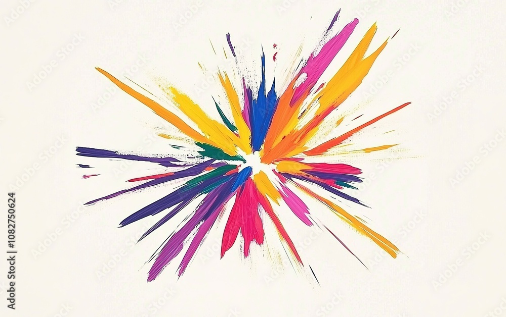 Aufkleber colorful abstract explosion of paint splatter creating dynamic energy on a light background