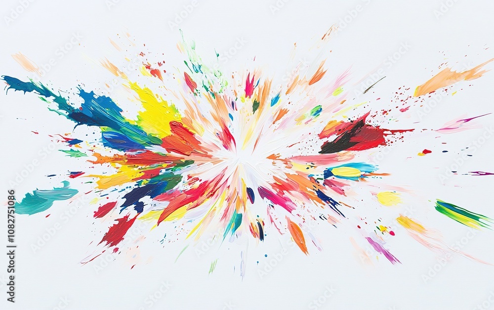 Poster vibrant explosion of color creating abstract art on a white canvas captured during a creative art se