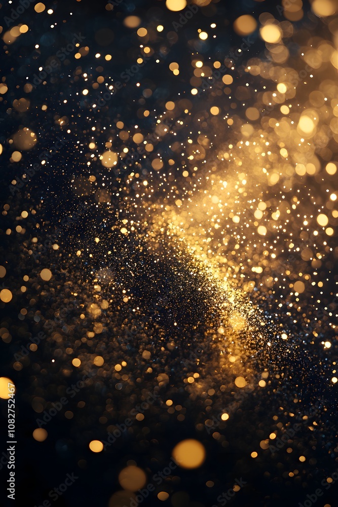 Aufkleber golden sparkles illuminate the dark background, creating a magical effect. generative ai.