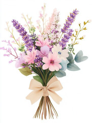 Obraz premium beautiful lavender bouquet featuring purple and pink flowers, conveying serenity and elegance, perfect for housewarming or special occasions