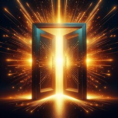 Open door with shining light