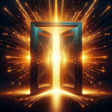 Open door with shining light