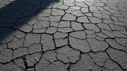 Cracked asphalt road texture under bright sunlight, cracked, rugged, asphalt