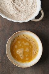 Eggs and flour for breading