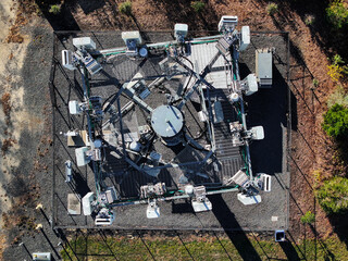 Top down view of a cell tower