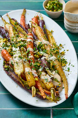 Rainbow roasted carrots