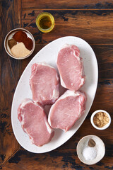 Raw boneless pork chops