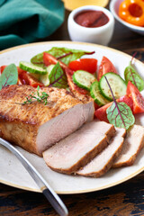 Sliced fried (air fried) spicy pork chops