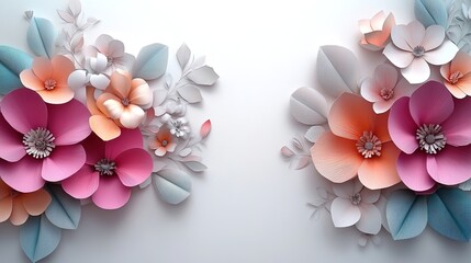paper flowers on white background