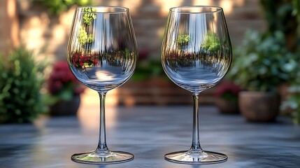 Delicate leaf pattern engraving highlighted on wine glass and marble picture
