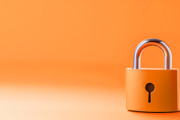 Fototapeta premium A Vibrant Orange Padlock Highlighting Security on a Bright Orange Background