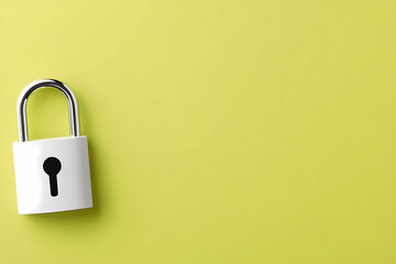 A White Padlock Resting on a Vibrant Green Background Symbolizes Security and Protection