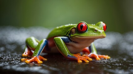 Naklejka premium redeyed tree frog in costa rica